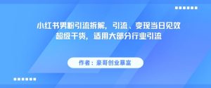 小红书男粉引流拆解，引流、变现当日见效超级干货，适用大部分行业引流-湘创网