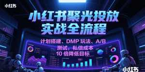 小红书聚光投放实战全流程,计划搭建、DMP玩法、A/B测试,私信成本10倍降低目标-湘创网