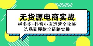 (15006期)无货源电商实战:拼多多+抖音小店运营全攻略,选品到爆款全链路实操-湘创网