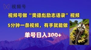 视频号做“奥德彪”经典语录,小白轻松上手,单人单号日入3张+-湘创网
