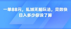 一单88元,私域无脑玩法,见效快,日入多少你说了算-湘创网
