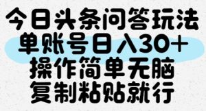 今日头条问答玩法,单账号日入30+,操作简单无脑复制粘贴就行-湘创网