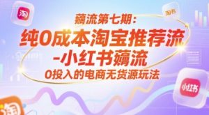 薅流第七期:纯0成本淘宝推荐流-小红书薅流最新版目,0投入的电商无货源玩法(附赠往期)-湘创网