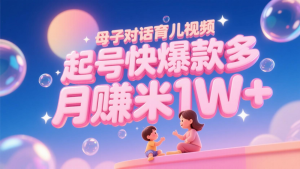 AI生成母子对话育儿类视频，起号快爆款多，小白宝妈轻松学，多渠道变现，月赚米1W+-湘创网