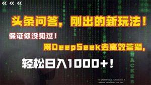 (15217期)头条问答,刚出的新玩法!保证你没见过!结合Deepseek高效答题,日入1000+-湘创网