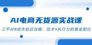 (14982期)AI电商无货源实战课,三平台0成本起店攻略,技术+执行力的黄金配比-湘创网