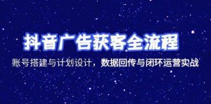 抖音广告获客全流程,账号搭建与计划设计,数据回传与闭环运营实战-湘创网