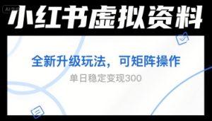 小红书虚拟资料全新升级玩法，可矩阵操作，单日稳定变现3张-湘创网