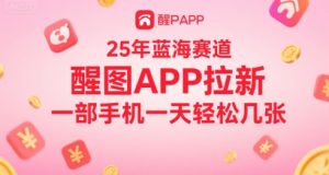 25年蓝海赛道,醒图APP拉新,一部手机一天轻松几张-湘创网