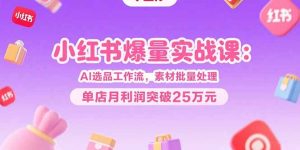 (15462期)小红书爆量实战课:AI选品工作流,素材批量处理,单店月利润突破25万元-湘创网