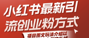 小红书最新引流创业粉方式,项目图文玩法介绍以及如何安全倒流私域-湘创网