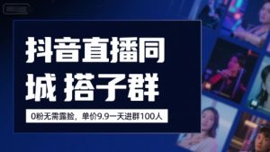 抖音直播同城搭子群,0粉无需露脸,单价19.9,一天进群100人-湘创网