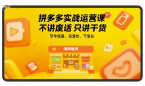 拼多多实战运营课，不讲废话只讲干货，简单粗暴，能落地，可复制-湘创网
