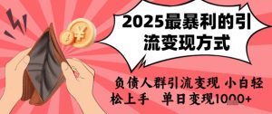 2025年最暴利的引流变现方式,负债人群引流变现,小白轻松上手,日入1k-湘创网