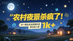 农村夜景杀疯了!AI一键生成治愈系慢生活,单日狂入1k+-湘创网