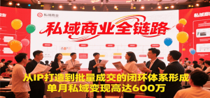 私域商业全链路,从IP打造到批量成交的闭环体系形成,单月私域变现600万-湘创网
