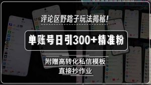 (15466期)评论区野路子玩法揭秘!单账号日引300+精准粉,附赠高转化私信模板,直…-湘创网