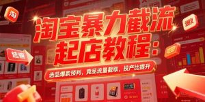 (15468期)淘宝暴力截流起店教程:选品爆款预判,竞品流量截取,投产比提升-湘创网