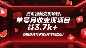 西瓜视频变现项目,单号月收益3.7k+,有播放就有收益(附详细教程)-湘创网