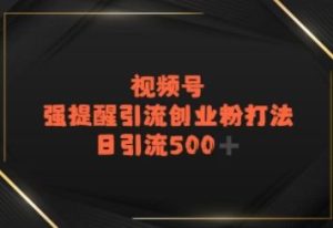视频号强提醒引流,日引流500+精准创业粉?-湘创网
