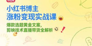 (15328期)小红书博主涨粉变现实战课,爆款选题黄金文案,剪映技术直播带货全解析-湘创网