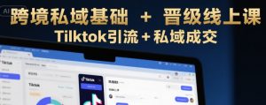 跨境私域基础+晋级线上课,Tilktok引流+私域成交-湘创网
