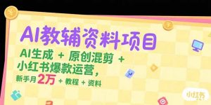 (15343期)AI教辅资料项目,AI生成+原创混剪+小红书爆款运营,新手月入2万+教程+资料-湘创网