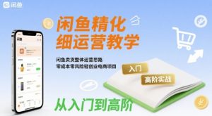 闲鱼精细化运营入门+高阶实战教学,闲鱼卖货整体运营思路,零成本零风险轻创业电商项目-湘创网