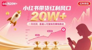 一年时间靠小红书带货项目年入20w+,最不能错的大红利项目-湘创网