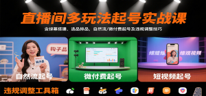 直播间多玩法起号实战课:含绿幕搭建、选品排品,自然流/微付费起号及违规调整技巧-湘创网