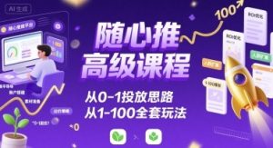 随心推高级课程,从0-1投放思路,也有从1-100的全套玩法-湘创网