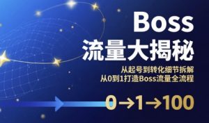 Boss流量大揭秘,从起号到转化细节拆解,从0到1打造Boss流量全流程-湘创网