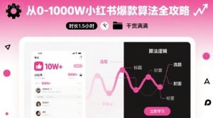 从0-1000W小红书爆款算法全攻略,时长1.5小时,干货满满-湘创网