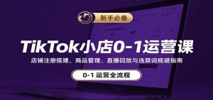 TikTok小店0-1运营课:店铺注册搭建、商品管理、直播回放与违禁词规避指南-湘创网
