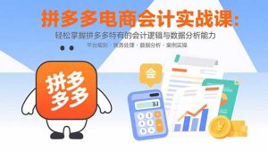(15767期)拼多多电商会计实战课:轻松掌握拼多多特有的会计逻辑与数据分析能力-湘创网