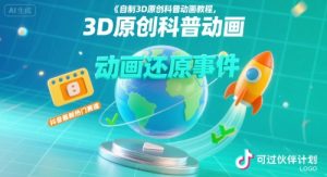 自制3D原创科普动画教程,动画还原事件,抖音最新热门赛道,可过伙伴计划-湘创网