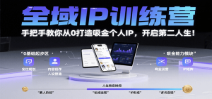 全域IP训练营,手把手教你从0打造吸金个人IP,开启第二人生!-湘创网