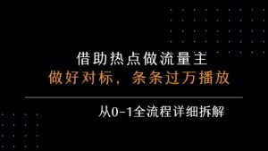 借力热点,乘顺风车玩流量主,条条过万播放, 每月收益5k+,从0-1全流程详细拆解-湘创网