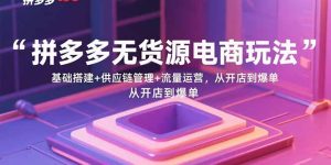 (15886期)拼多多无货源电商玩法:基础搭建+供应链管理+流量运营,从开店到爆单-湘创网