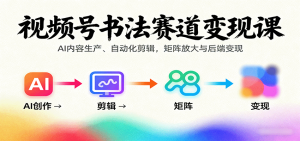 视频号书法赛道变现课:AI内容生产、自动化剪辑,矩阵放大与后端变现-湘创网
