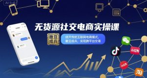 无货源社交电商实操课,绕开传统互联网电商模式,撒豆成兵,实现跨平台交易-湘创网