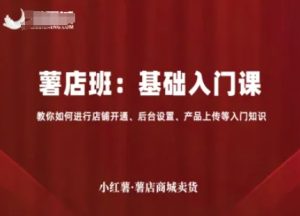 小红薯薯店商城卖货,基础入门课,教你如何进行店铺开通、后台设置、产品上传等入门知识-湘创网