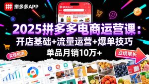 (16018期)2025拼多多电商运营课:开店基础+流量运营+爆单技巧,单品月销10万+-湘创网