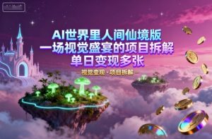 AI世界里人间仙境版,一场视觉盛宴的项目拆解,单日变现多张-湘创网