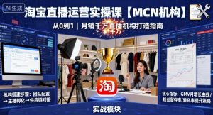 淘宝直播运营实操课【MCN机构】,从0到1做一家月销千W的直播机构-湘创网