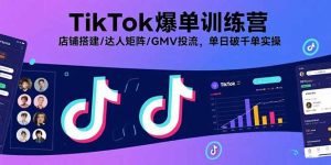 (15920期)TikTok爆单训练营,店铺搭建/达人矩阵/GMV投流,单日破千单实操-湘创网