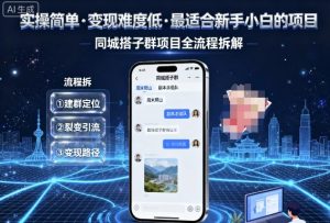 实操简单,变现难度低,最适合新手小白做的项目,每天轻松收入3张,同城搭子群项目全流程拆解-湘创网