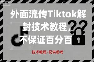 外面流传Tiktok解封技术教程,不保证百分百,具体自测-湘创网