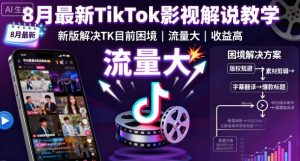8月最新TikTok影视解说教学,新版解决TK目前困境,流量大,收益高-湘创网