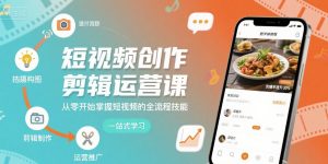 短视频创作剪辑运营课,从零开始掌握短视频的全流程技能-湘创网
